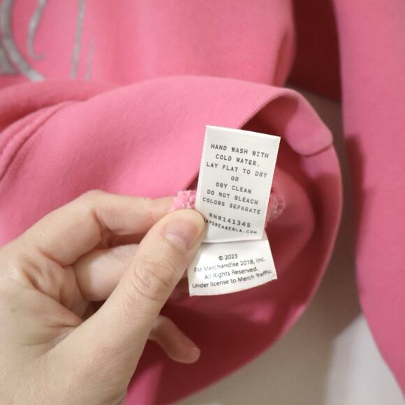 Daydreamer Fleetwood Mac Circle Logo Raglan Pink Cropped Crewneck Sweatshirt M - Picture 5 of 9